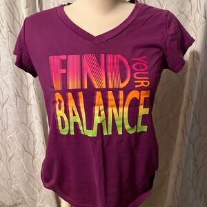 Purple t-shirt. V neck. Find your balance